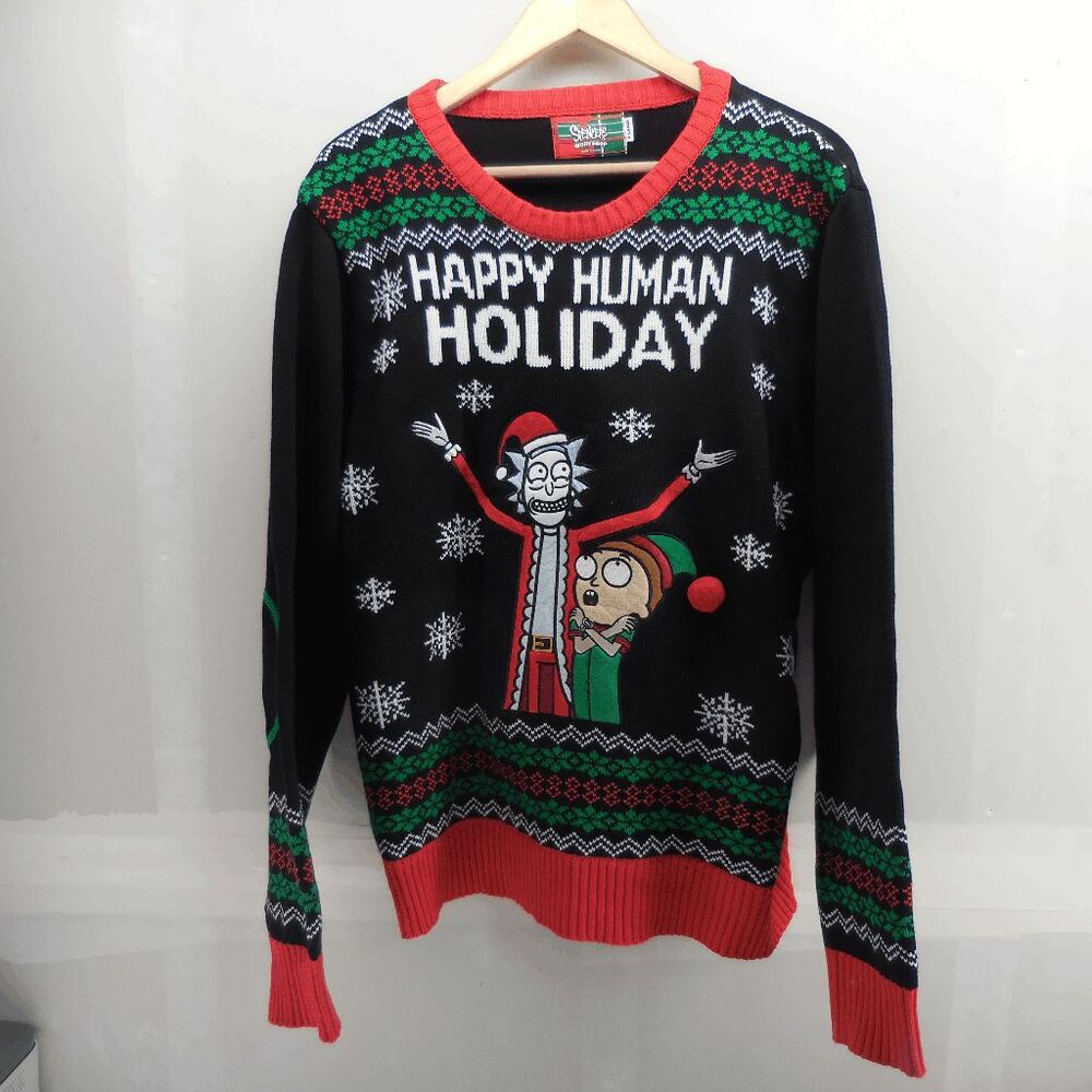 Spencers Rick & Morty Christmas Sweater Mens XL Light-Up‎ Human Holiday Knit